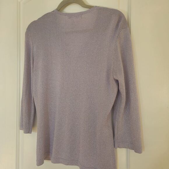 Jones New York Lavender/silver Shimmer Cardigan Womens Med. Classic, Party GUC - Picture 8 of 8